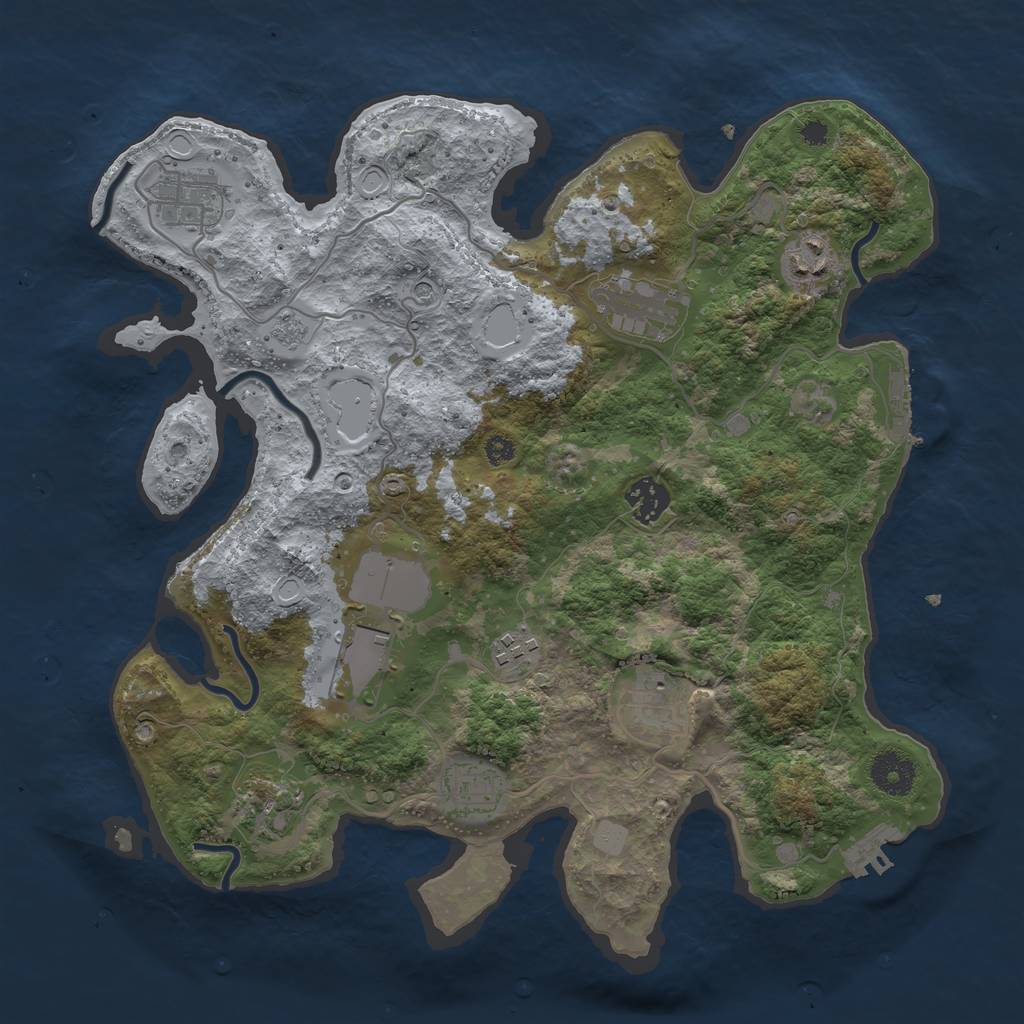 Rust Map: Procedural Map, Size: 3500, Seed: 6469459, 18 Monuments