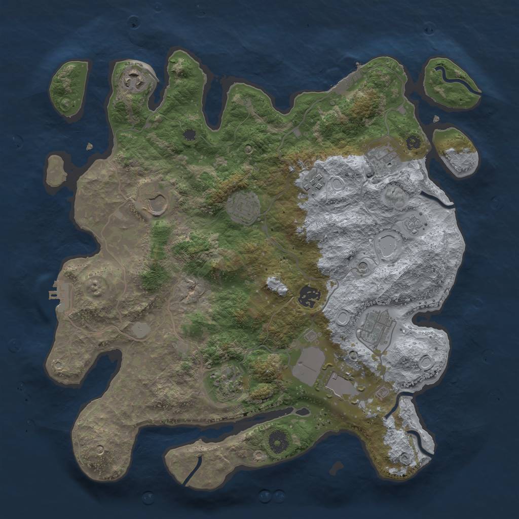 Rust Map: Procedural Map, Size: 3650, Seed: 393926622, 18 Monuments
