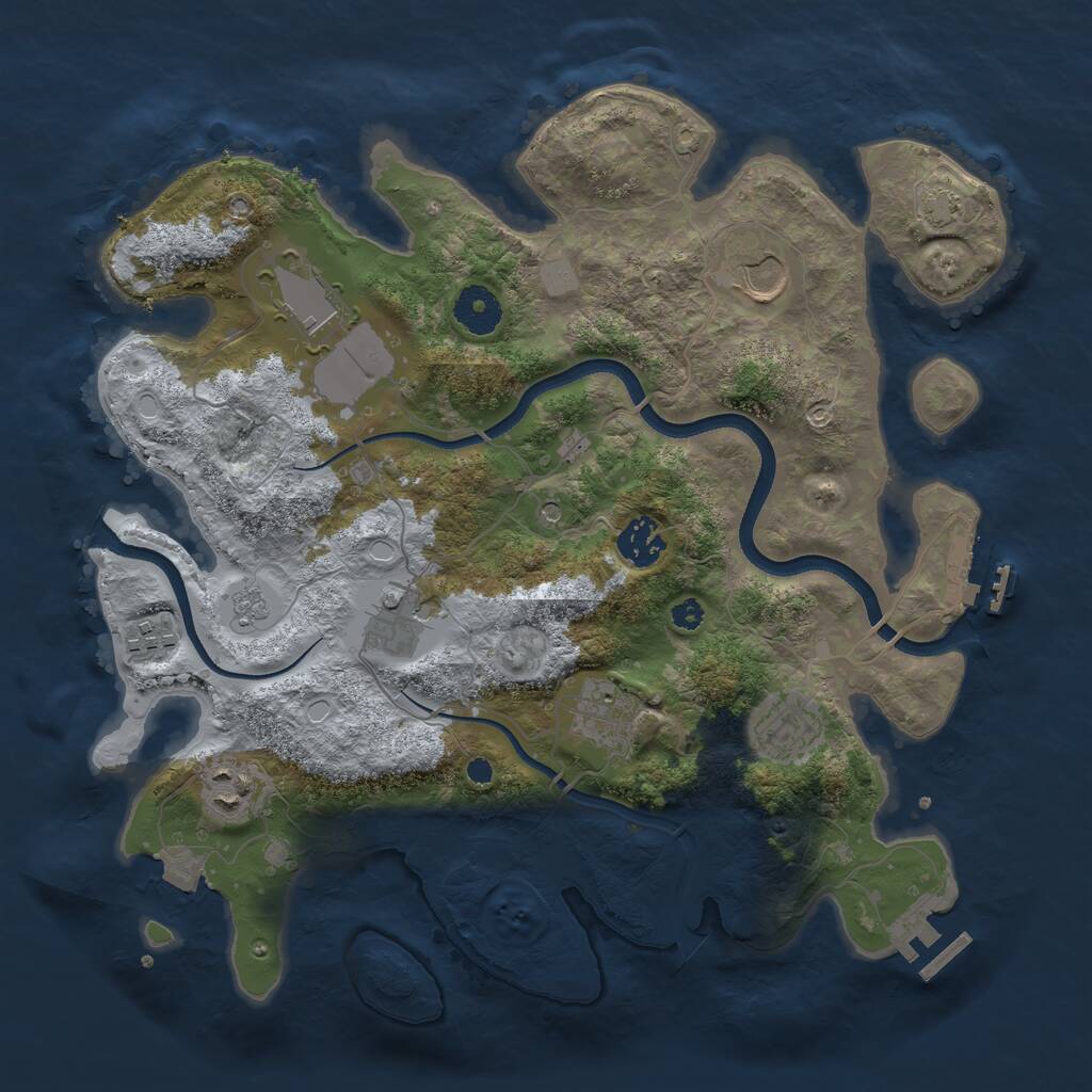 Rust Map: Procedural Map, Size: 3500, Seed: 1742443856, 14 Monuments