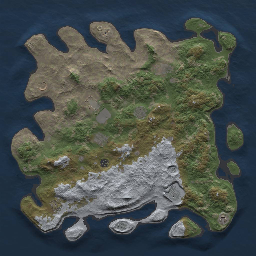 Rust Map: Barren, Size: 4500, Seed: 453375459, 13 Monuments