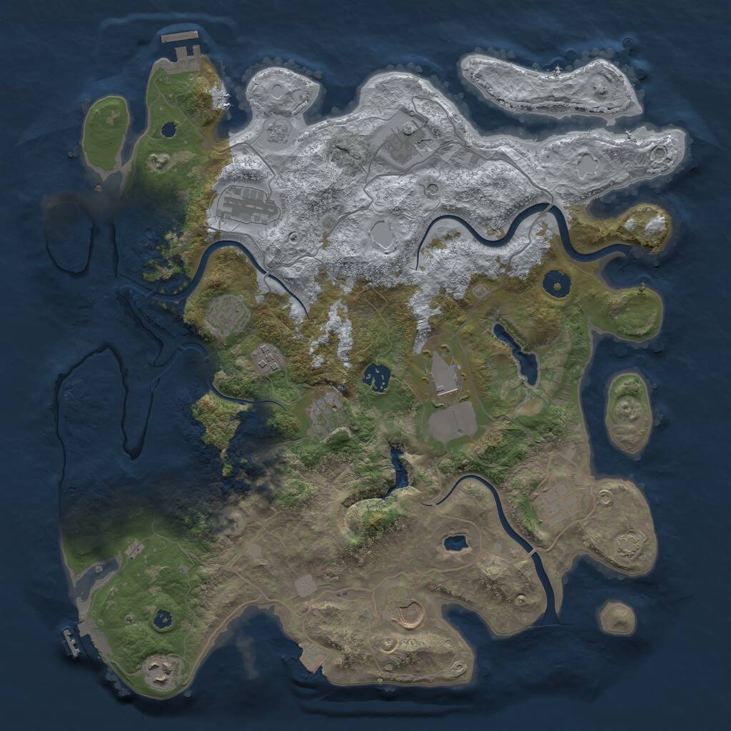 Rust Map: Procedural Map, Size: 4000, Seed: 106274288, 16 Monuments