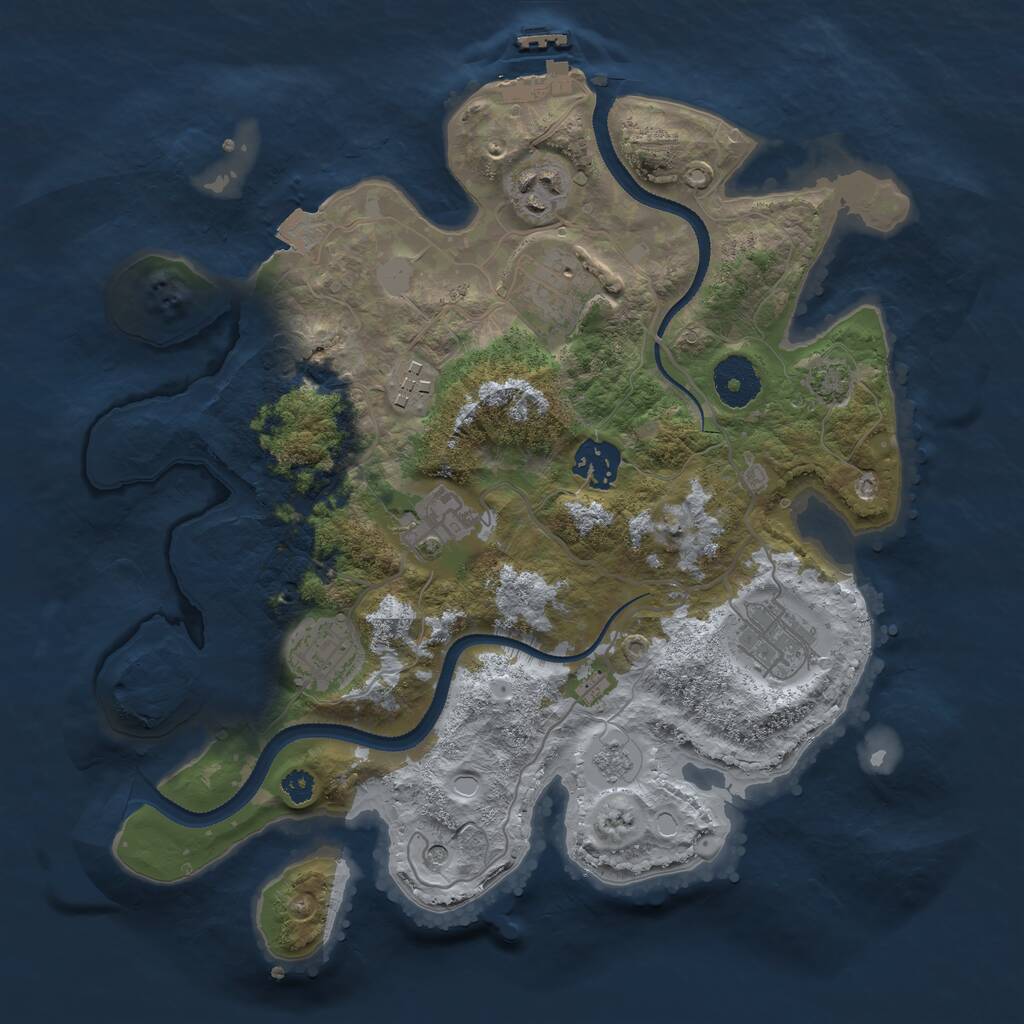 Rust Map: Procedural Map, Size: 3200, Seed: 2352857, 12 Monuments