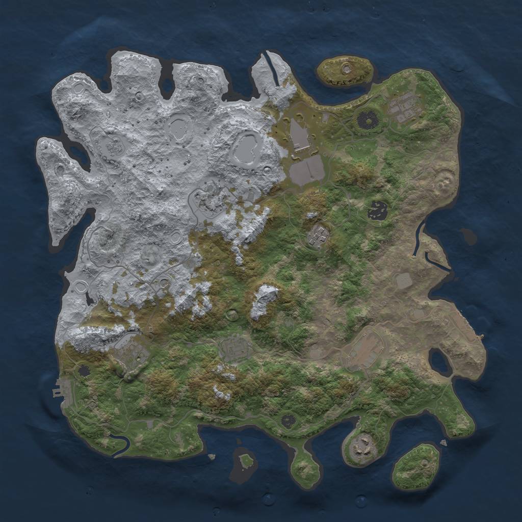 Rust Map: Procedural Map, Size: 3850, Seed: 612759161, 16 Monuments