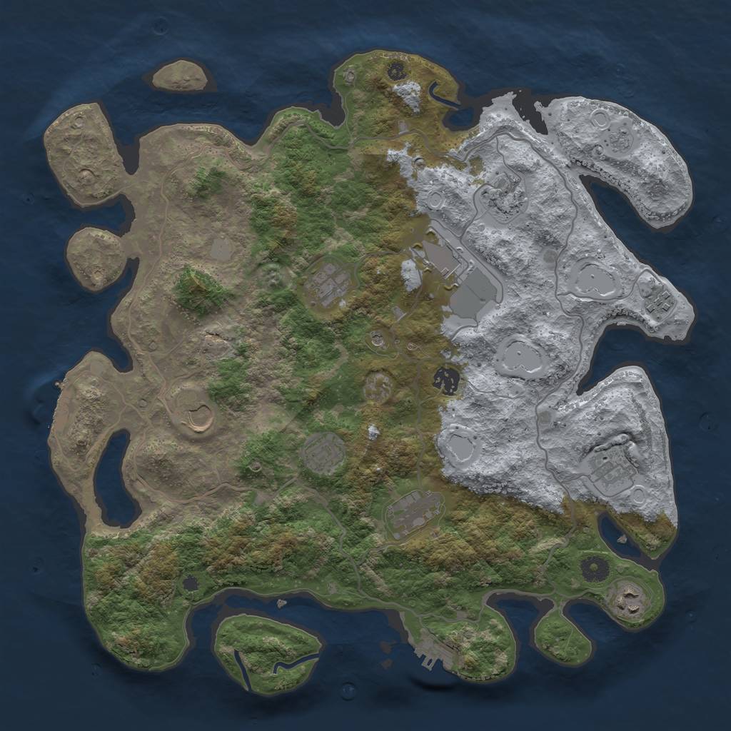 Rust Map: Procedural Map, Size: 4000, Seed: 71201603, 19 Monuments