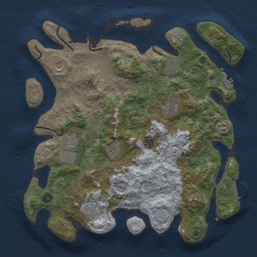 Rust Map: Procedural Map, Size: 4000, Seed: 694239, 16 Monuments