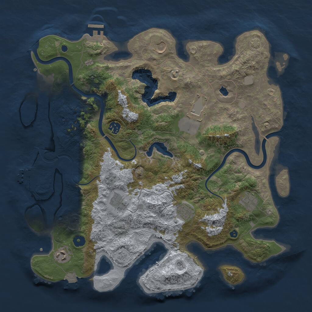Rust Map: Procedural Map, Size: 4000, Seed: 863657, 14 Monuments