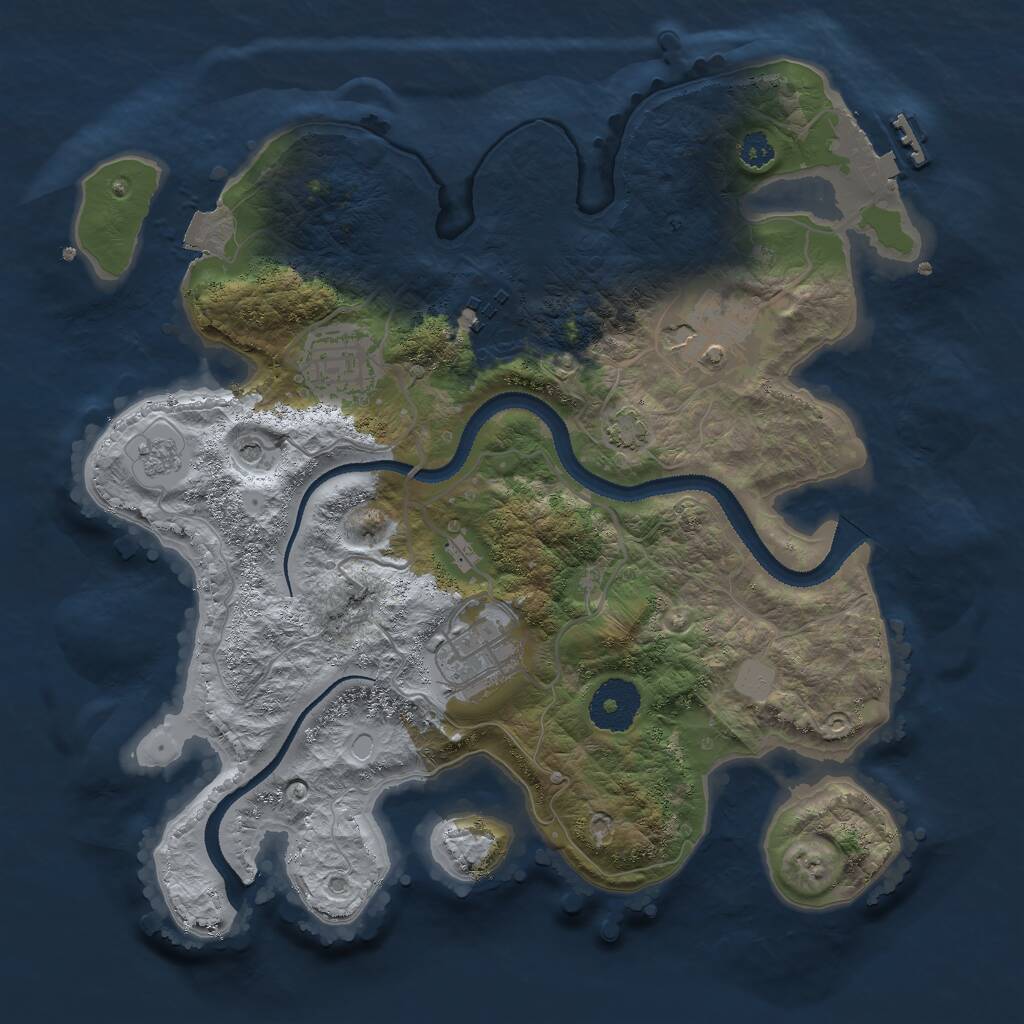 Rust Map: Procedural Map, Size: 3000, Seed: 883451773, 9 Monuments