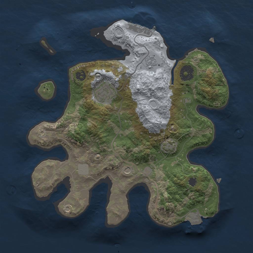 Rust Map: Procedural Map, Size: 2500, Seed: 244264, 8 Monuments