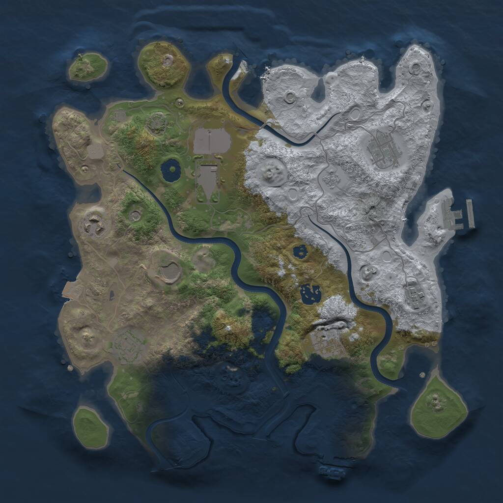 Rust Map: Procedural Map, Size: 3500, Seed: 714984475, 14 Monuments