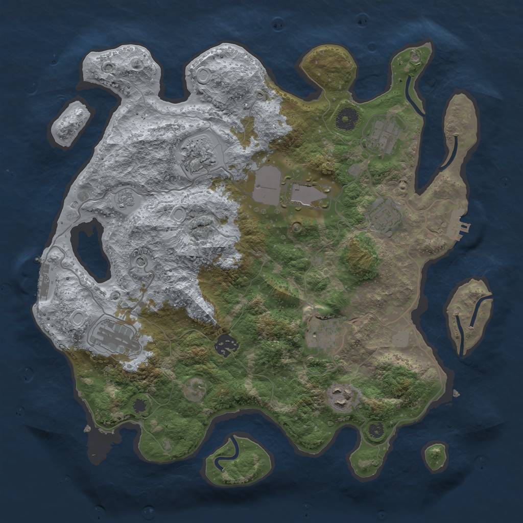 Rust Map: Procedural Map, Size: 3500, Seed: 78281281, 15 Monuments