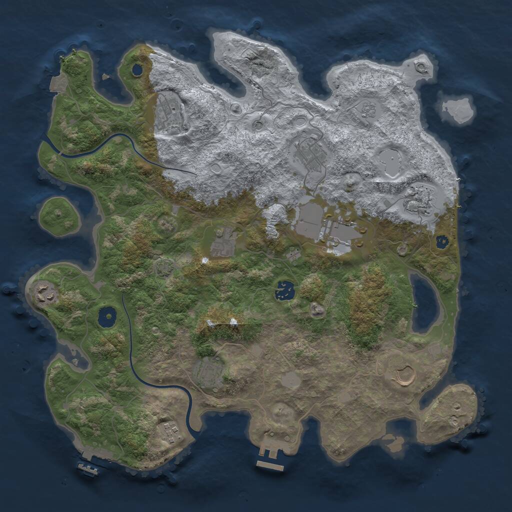 Rust Map: Procedural Map, Size: 3800, Seed: 24900804, 16 Monuments
