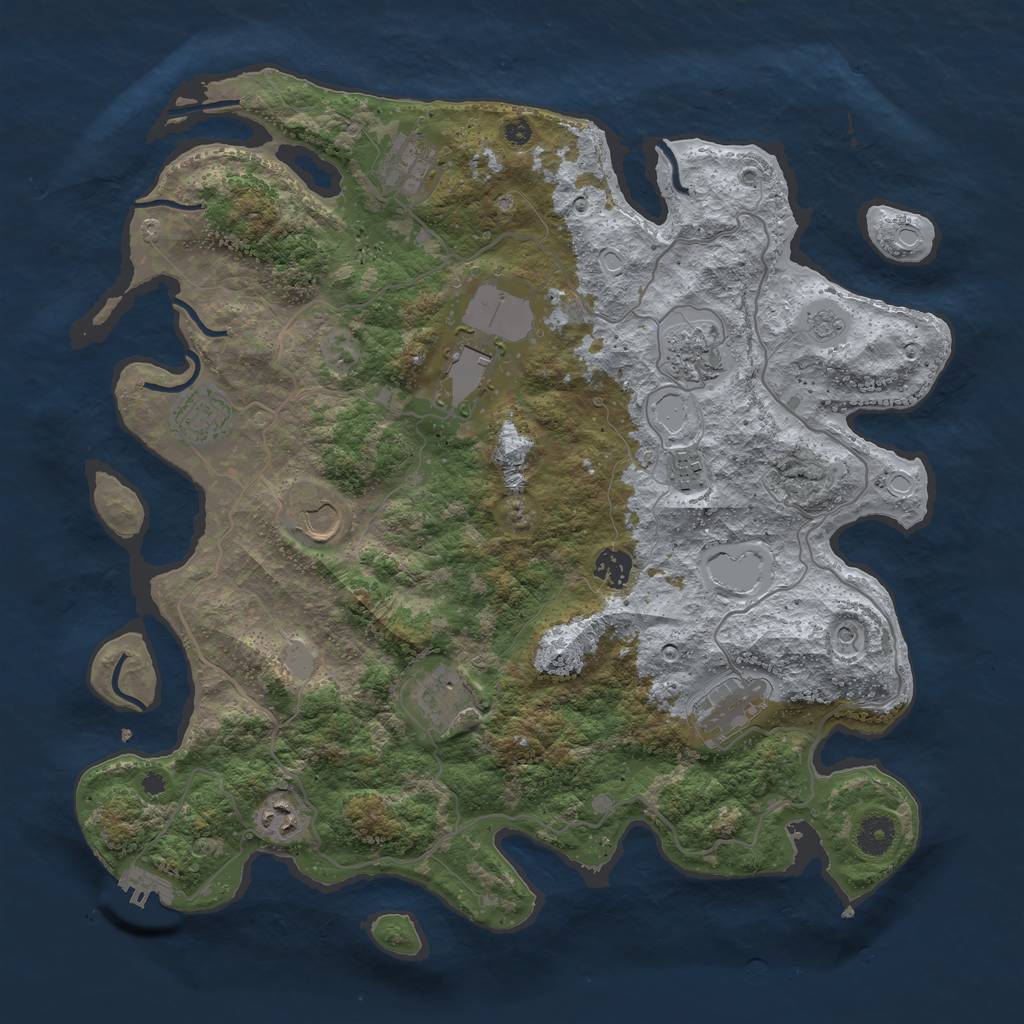 Rust Map: Procedural Map, Size: 4000, Seed: 442258, 18 Monuments