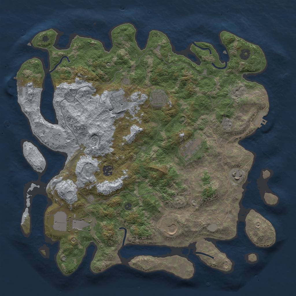 Rust Map: Procedural Map, Size: 4000, Seed: 1168491123, 17 Monuments