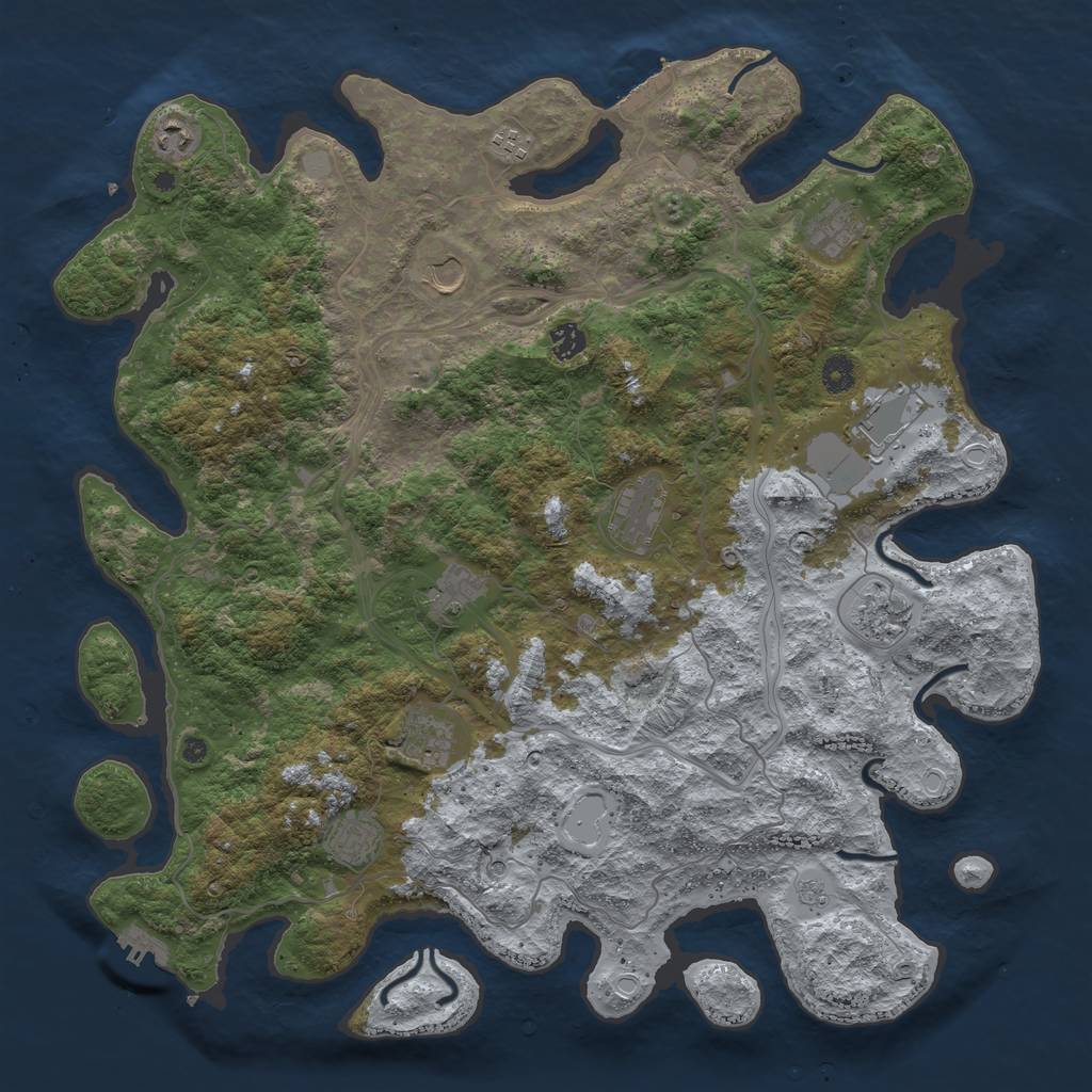 Rust Map: Procedural Map, Size: 4500, Seed: 1101859998, 20 Monuments