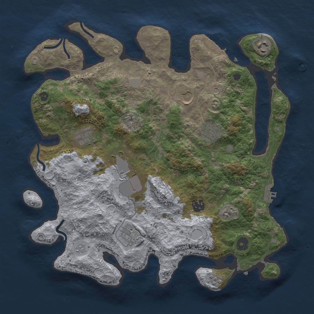 Rust Map: Procedural Map, Size: 3650, Seed: 80087296, 17 Monuments