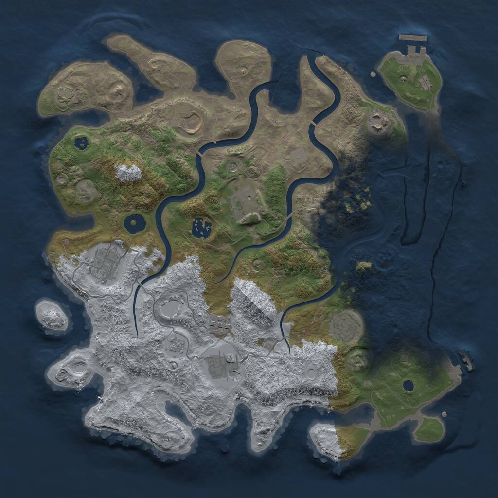 Rust Map: Procedural Map, Size: 3650, Seed: 80087296, 14 Monuments