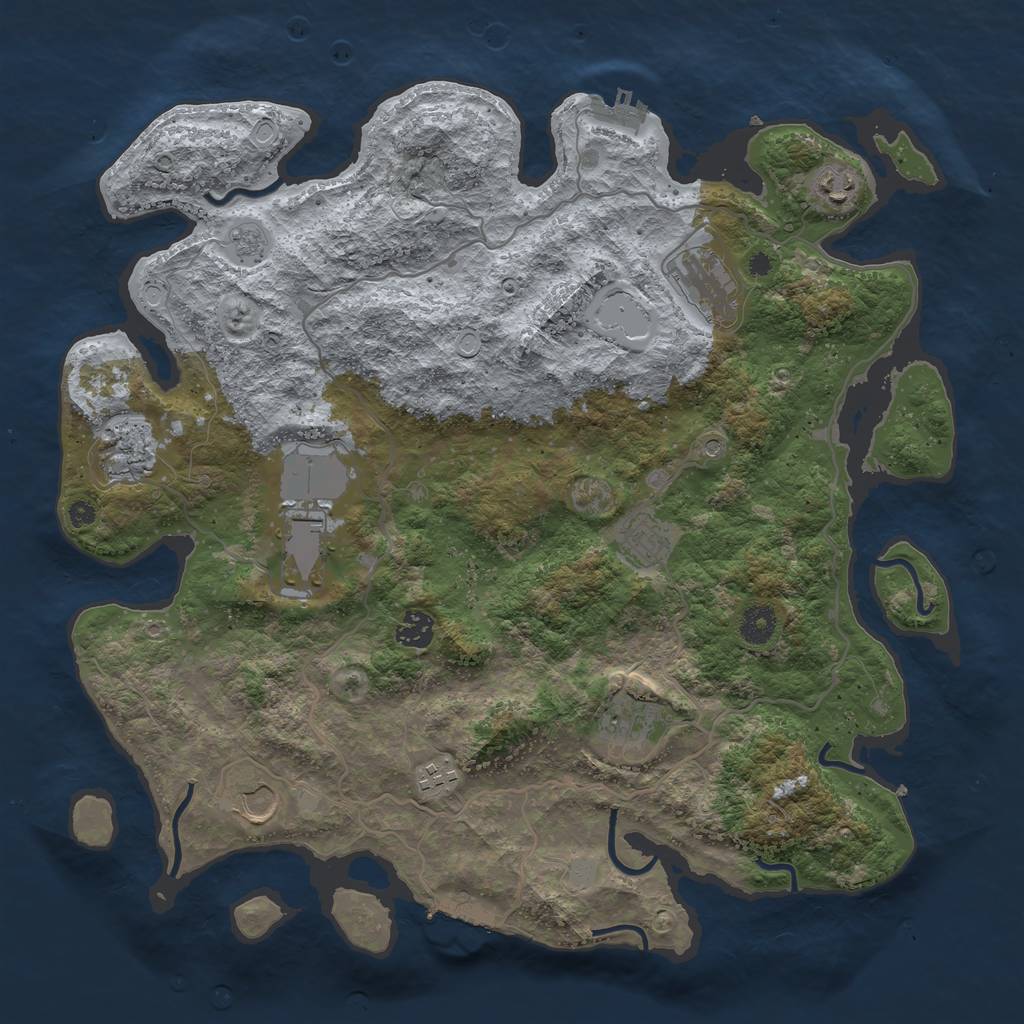 Rust Map: Procedural Map, Size: 4000, Seed: 1669793612, 18 Monuments