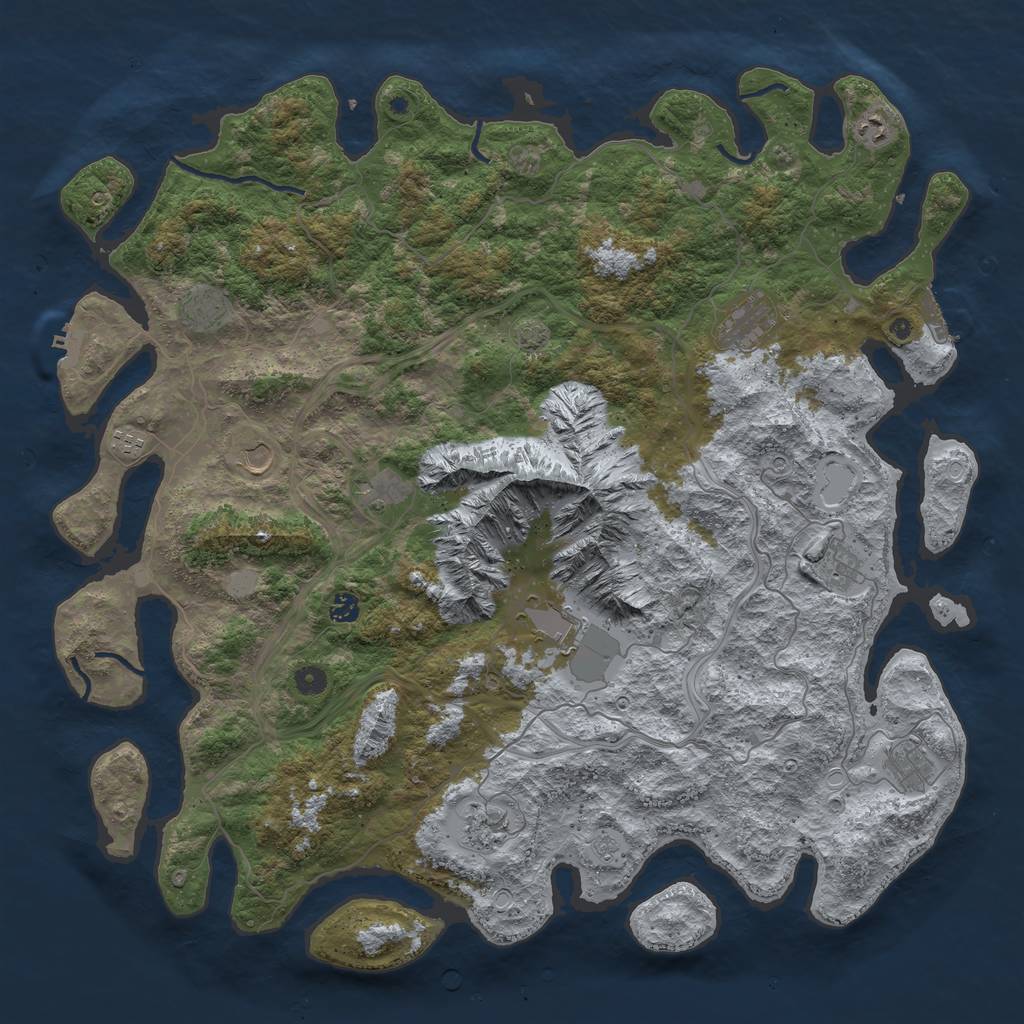 Rust Map: Procedural Map, Size: 5000, Seed: 351, 19 Monuments