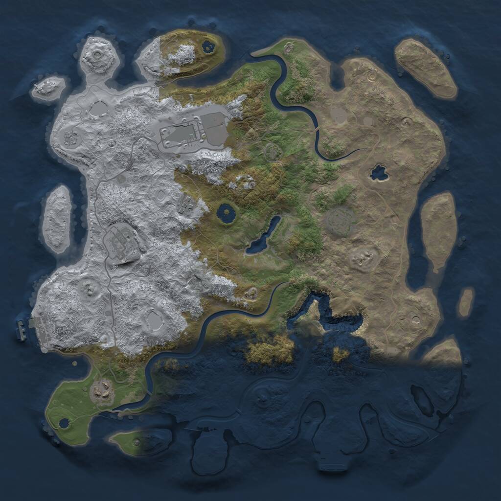 Rust Map: Procedural Map, Size: 4000, Seed: 4454, 11 Monuments