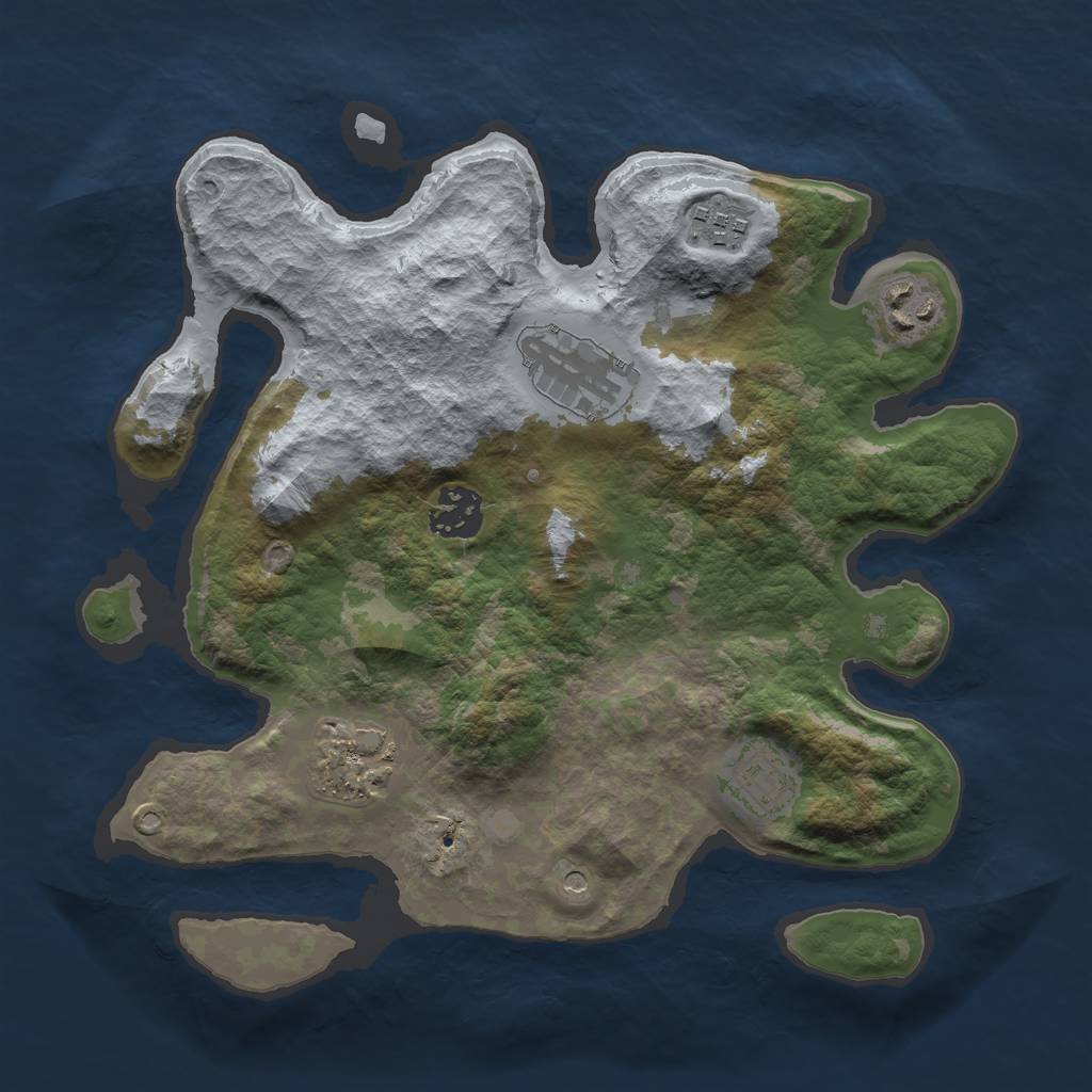 Rust Map: Barren, Size: 3000, Seed: 1603322680, 9 Monuments