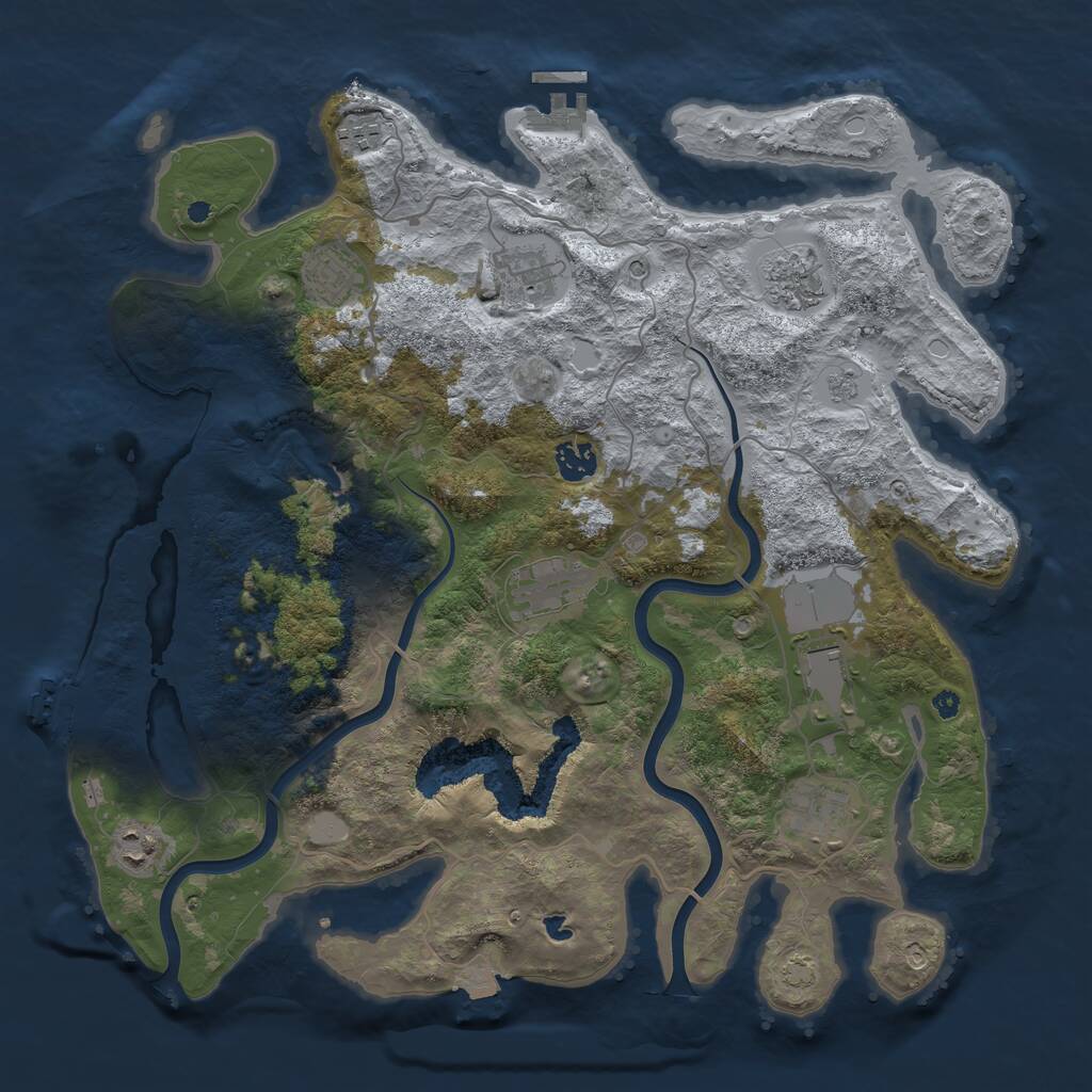 Rust Map: Procedural Map, Size: 4000, Seed: 1256774665, 15 Monuments