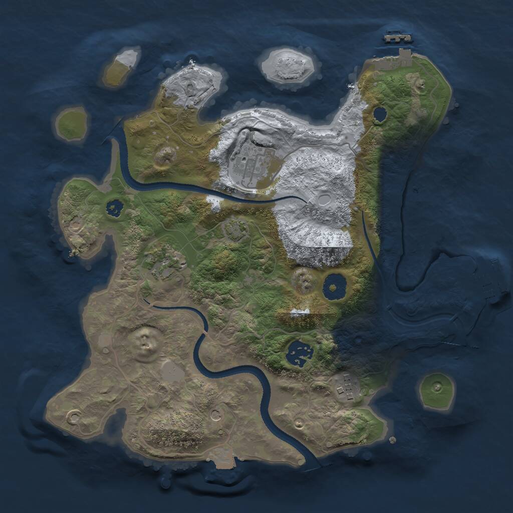 Rust Map: Procedural Map, Size: 3000, Seed: 14064, 9 Monuments