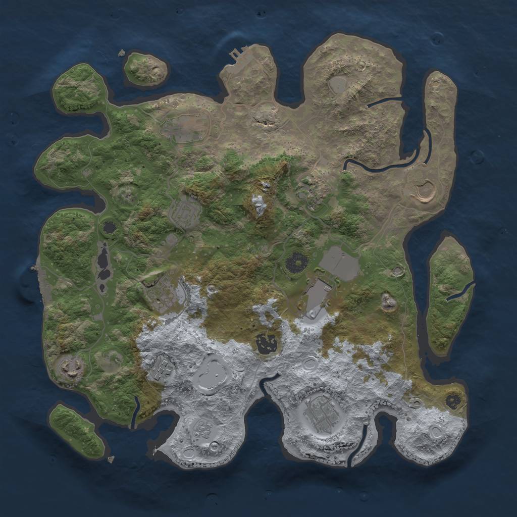 Rust Map: Procedural Map, Size: 3600, Seed: 1371229550, 18 Monuments