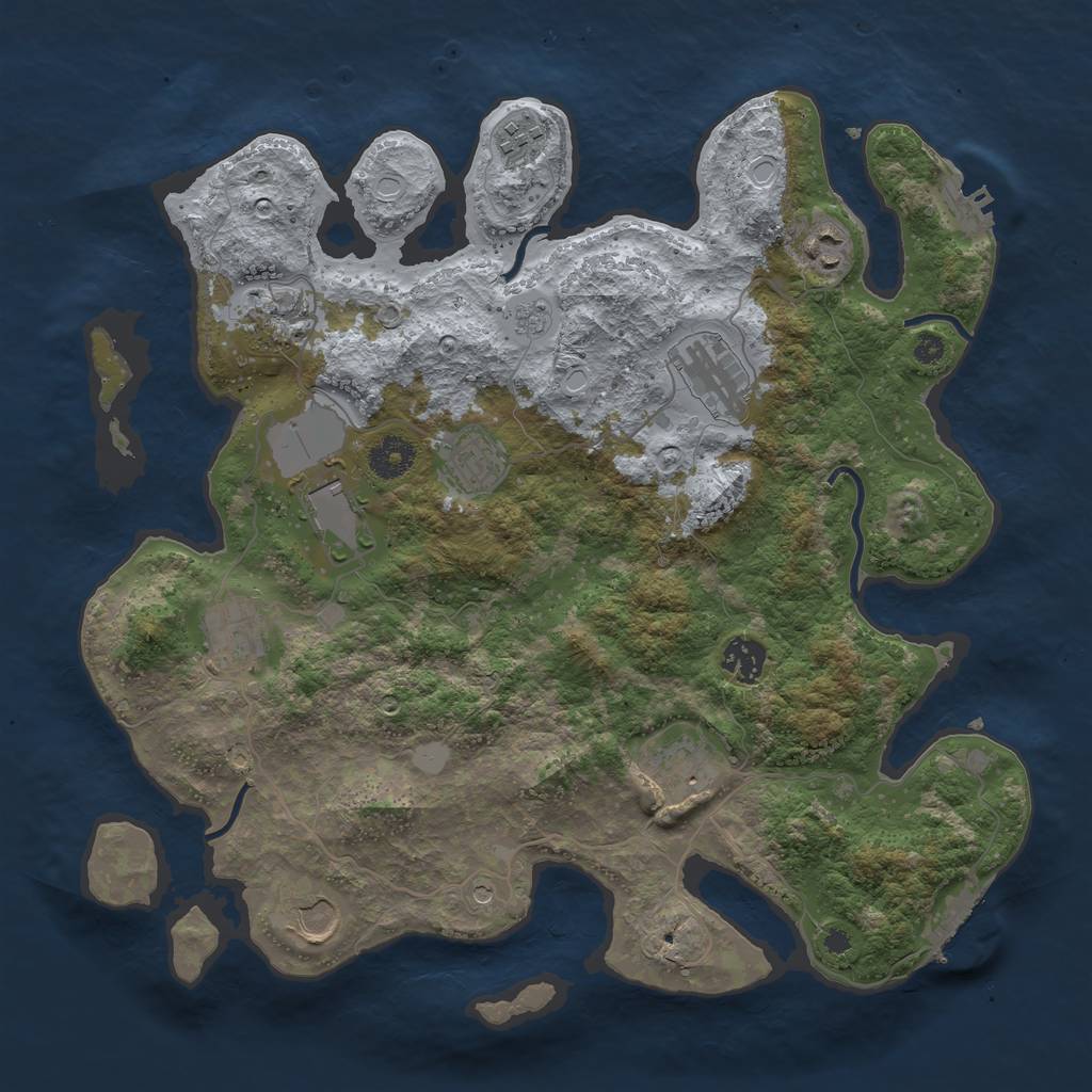 Rust Map: Procedural Map, Size: 3700, Seed: 420667829, 19 Monuments