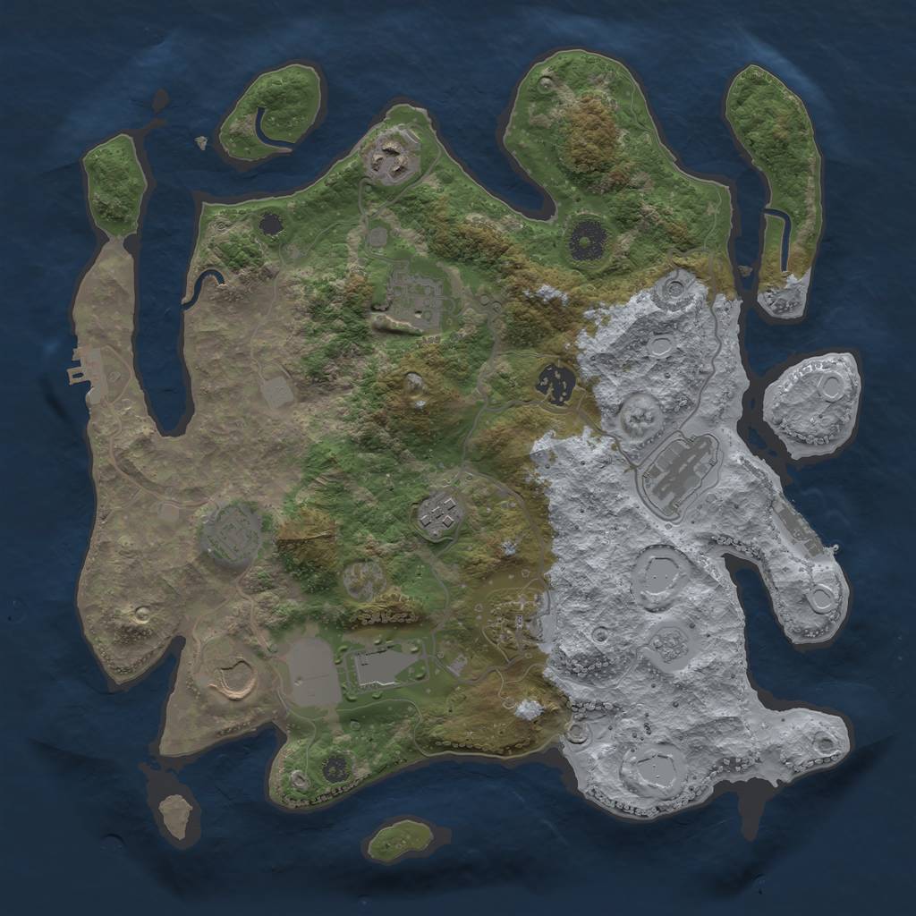 Rust Map: Procedural Map, Size: 3500, Seed: 111877052, 18 Monuments