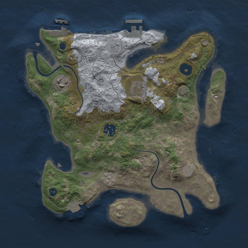 Rust Map: Procedural Map, Size: 3000, Seed: 33662, 10 Monuments