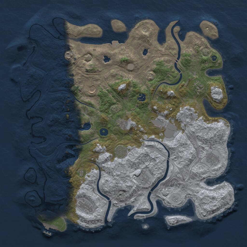 Rust Map: Procedural Map, Size: 4500, Seed: 713499560, 16 Monuments