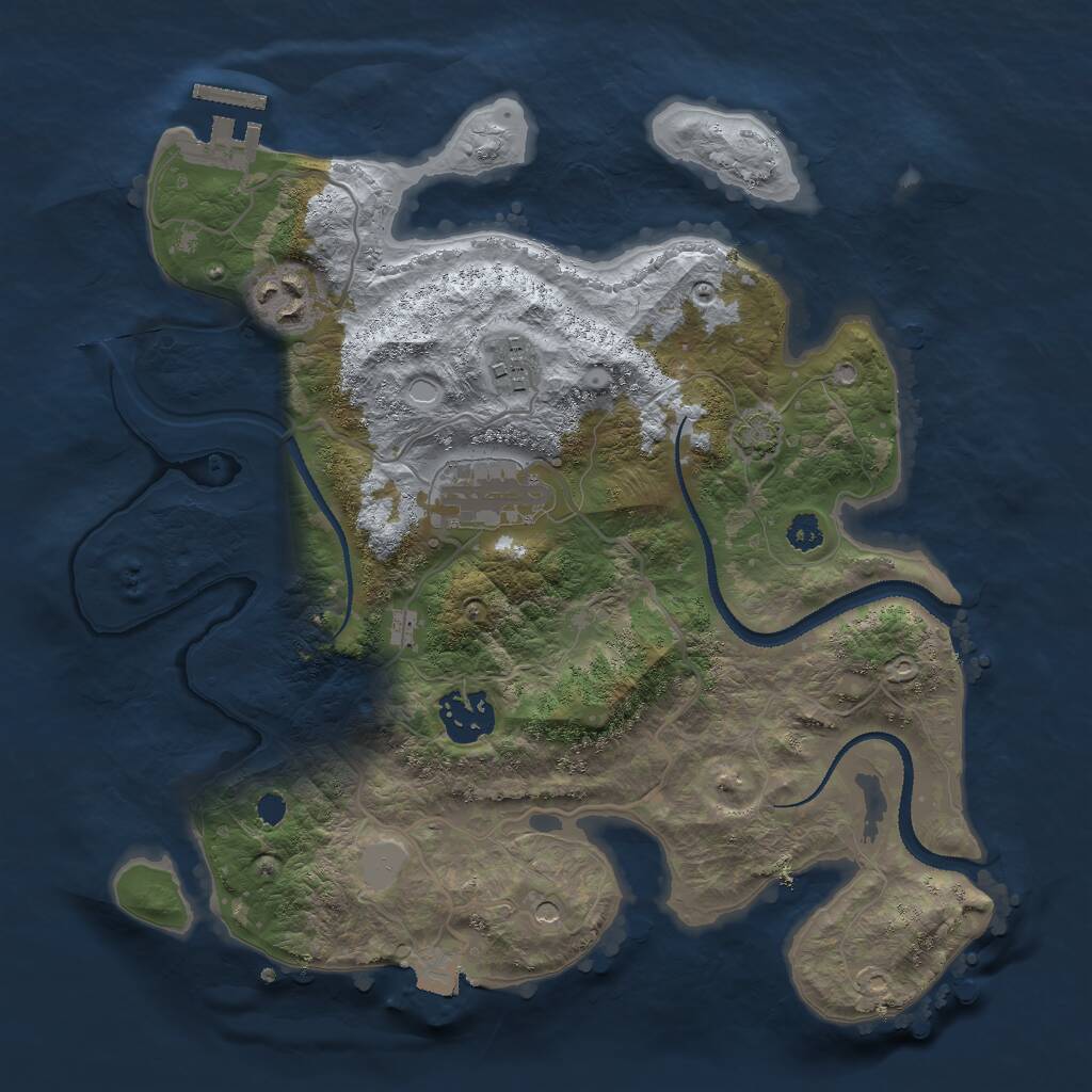 Rust Map: Procedural Map, Size: 3000, Seed: 2576194, 8 Monuments