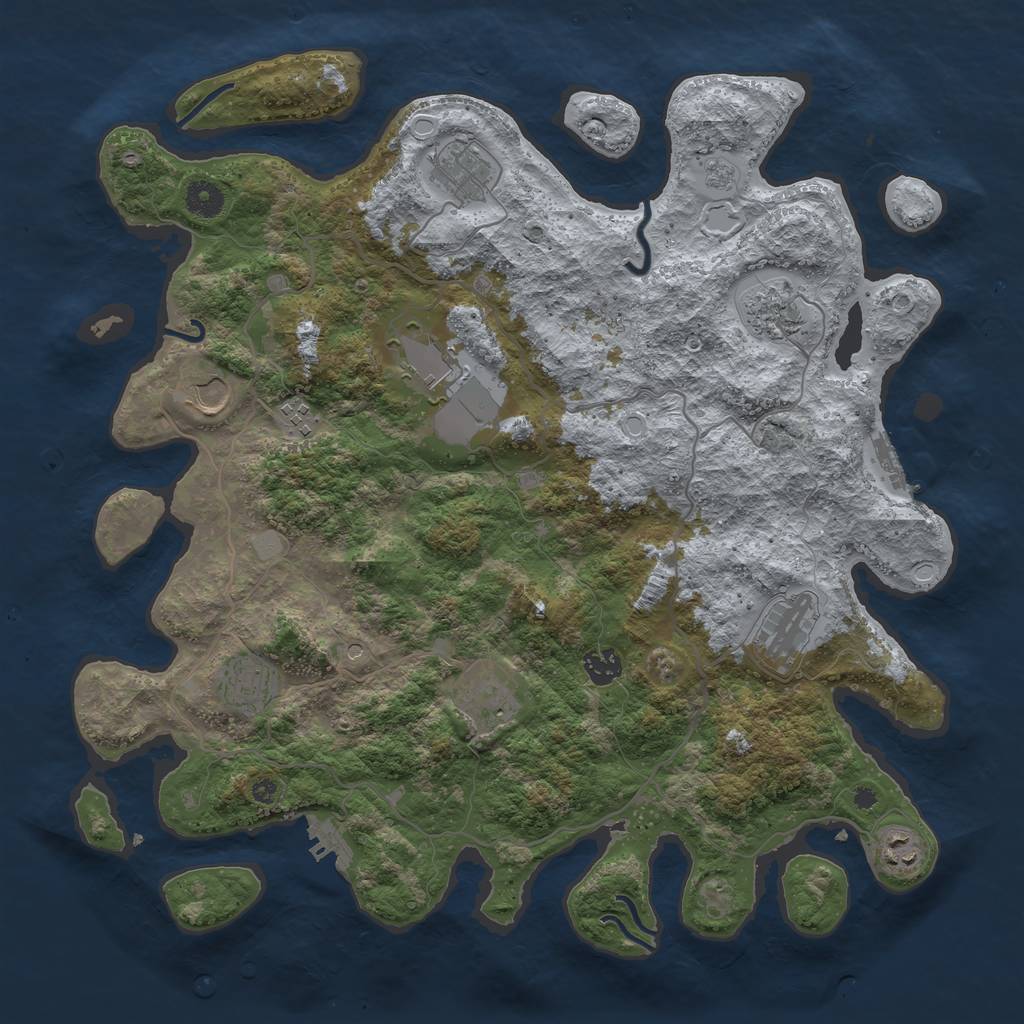 Rust Map: Procedural Map, Size: 4096, Seed: 133244394, 19 Monuments