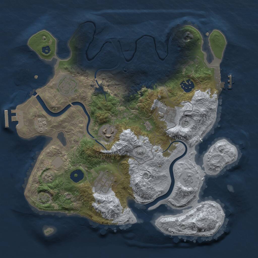 Rust Map: Procedural Map, Size: 3000, Seed: 216854, 12 Monuments