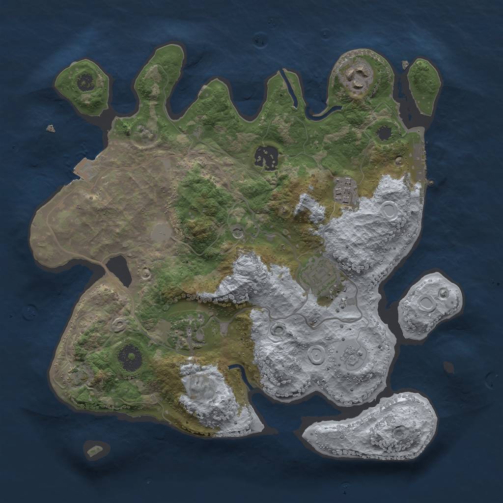 Rust Map: Procedural Map, Size: 3000, Seed: 216854, 12 Monuments