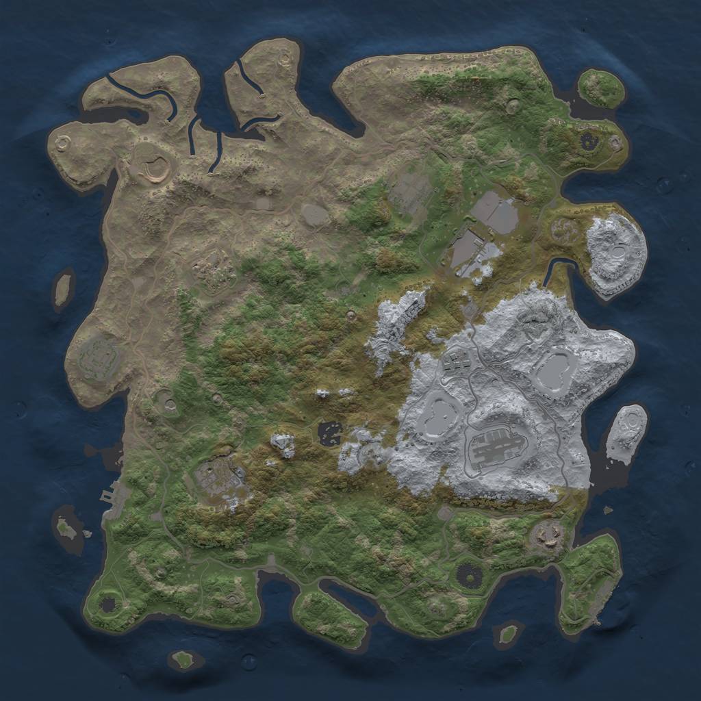 Rust Map: Procedural Map, Size: 4000, Seed: 351545, 18 Monuments