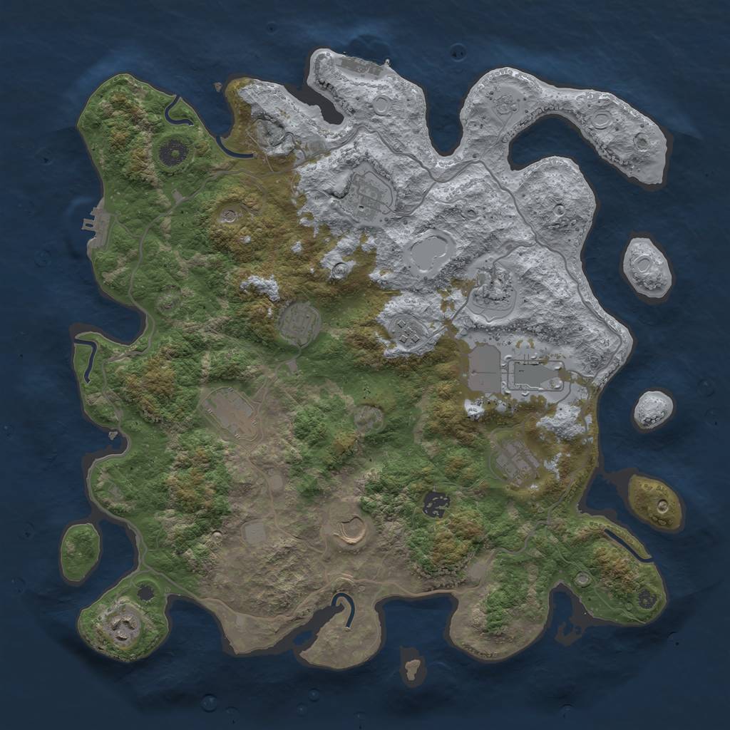 Rust Map: Procedural Map, Size: 4000, Seed: 229969, 19 Monuments