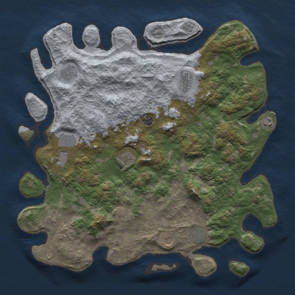 Rust Map: Barren, Size: 4500, Seed: 648252, 13 Monuments
