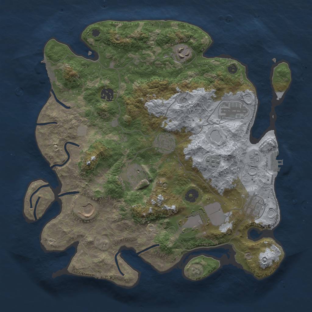 Rust Map: Procedural Map, Size: 3500, Seed: 1325884335, 18 Monuments