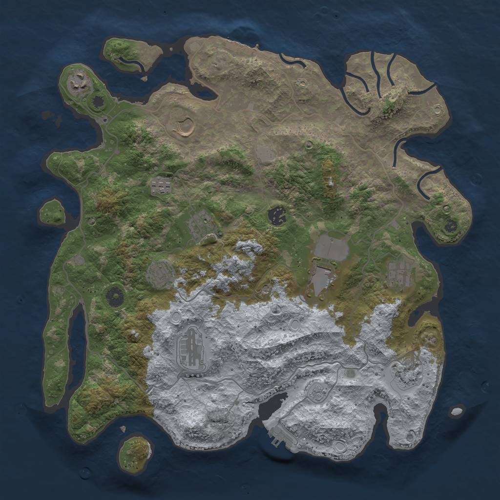 Rust Map: Procedural Map, Size: 4000, Seed: 153762, 19 Monuments