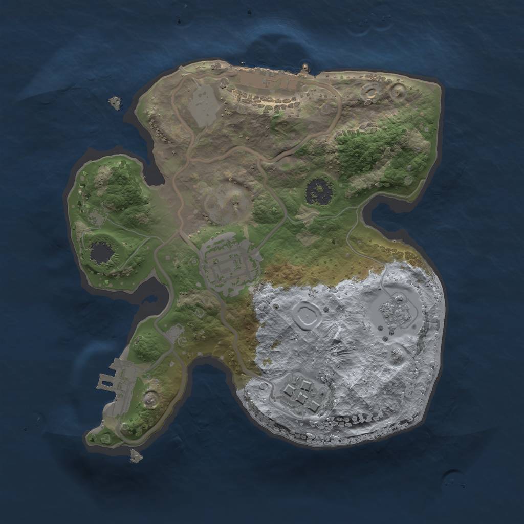 Rust Map: Procedural Map, Size: 2000, Seed: 16969, 10 Monuments
