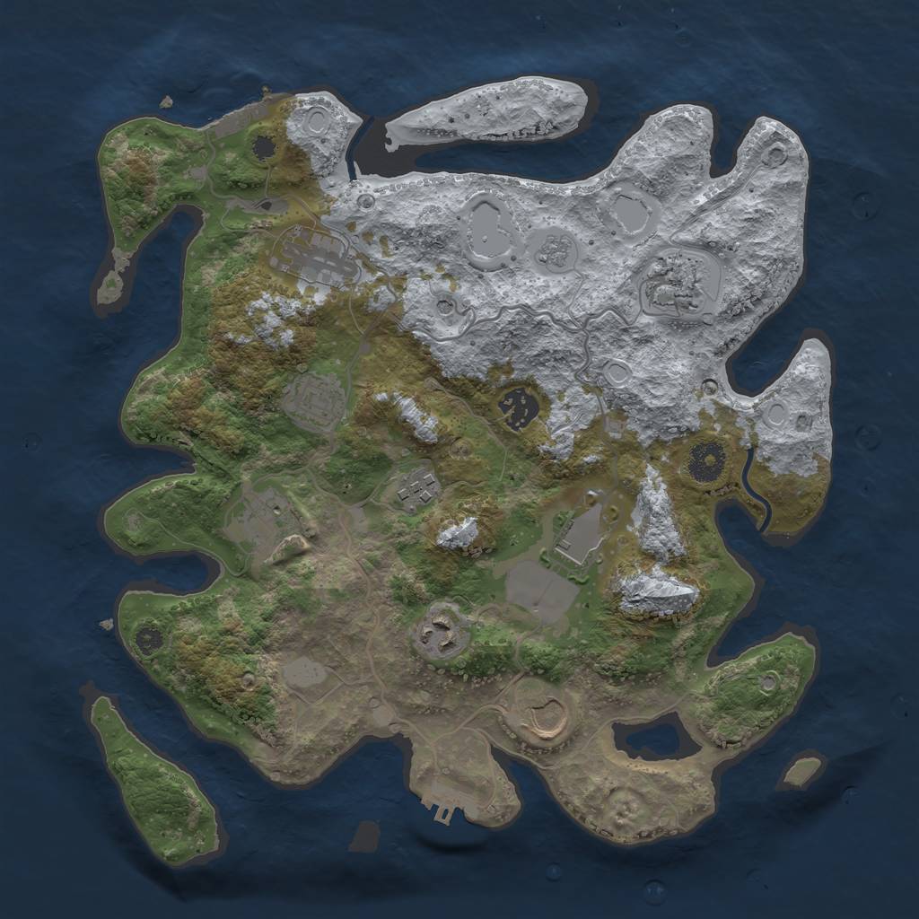 Rust Map: Procedural Map, Size: 3500, Seed: 7458750, 18 Monuments
