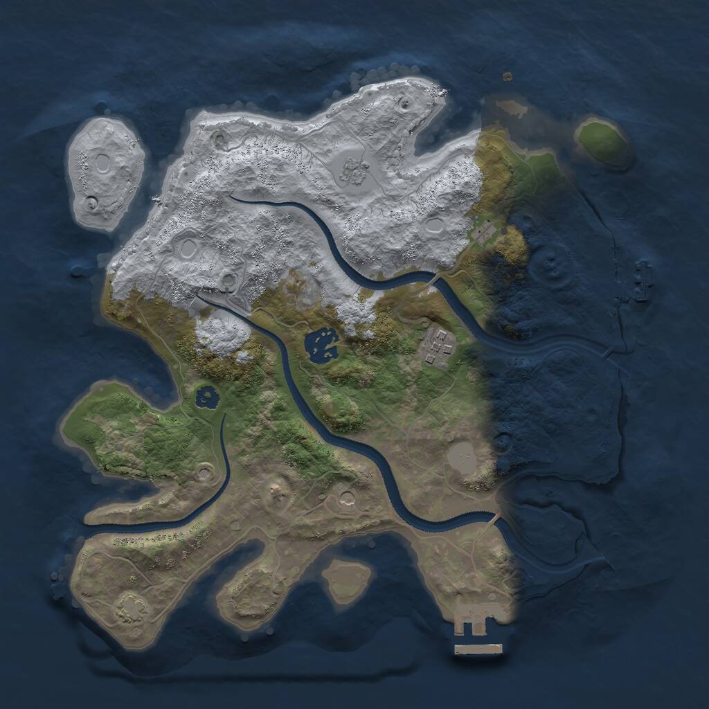 Rust Map: Procedural Map, Size: 3000, Seed: 1037086919, 8 Monuments