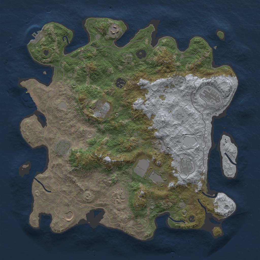 Rust Map: Procedural Map, Size: 4000, Seed: 816068, 19 Monuments