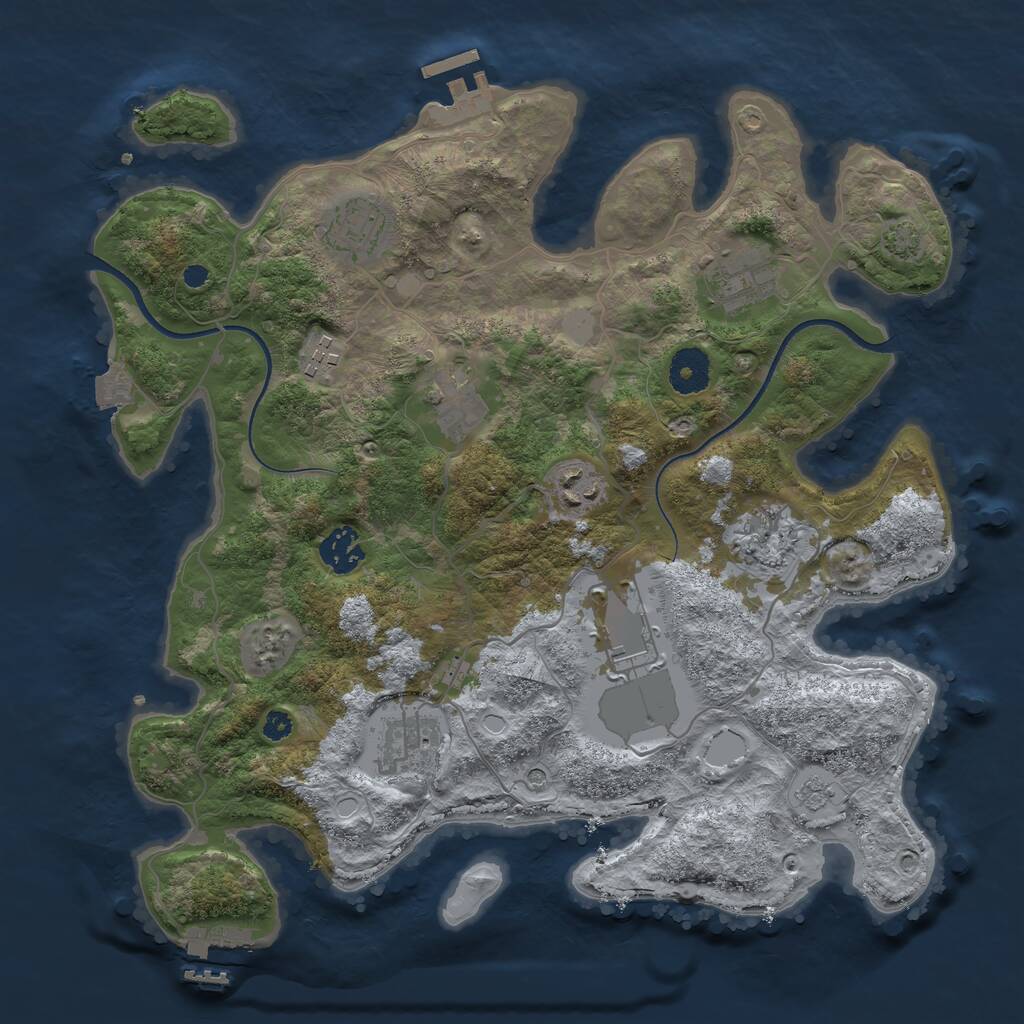 Rust Map: Procedural Map, Size: 3500, Seed: 18473925, 15 Monuments