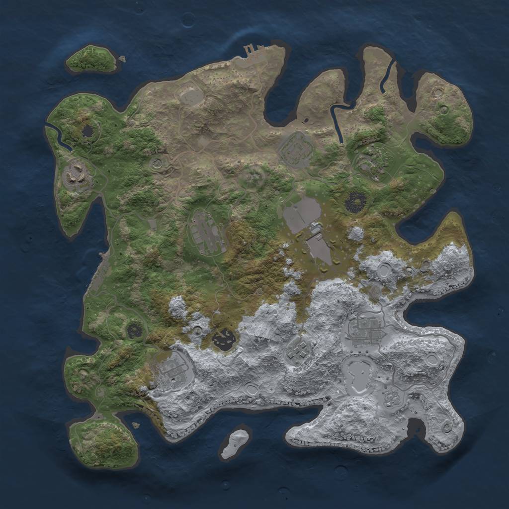 Rust Map: Procedural Map, Size: 3500, Seed: 18473925, 18 Monuments