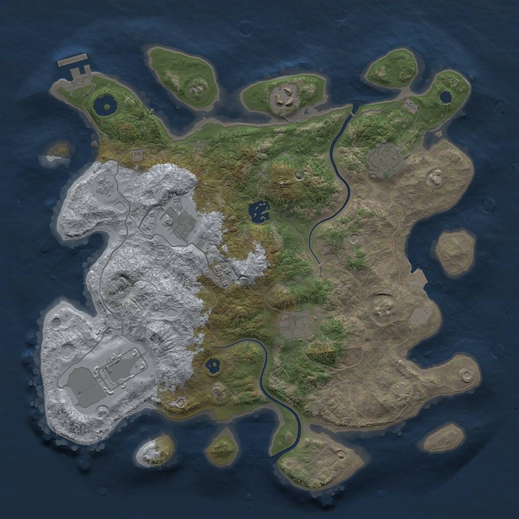 Rust Map: Procedural Map, Size: 3500, Seed: 5148041, 12 Monuments