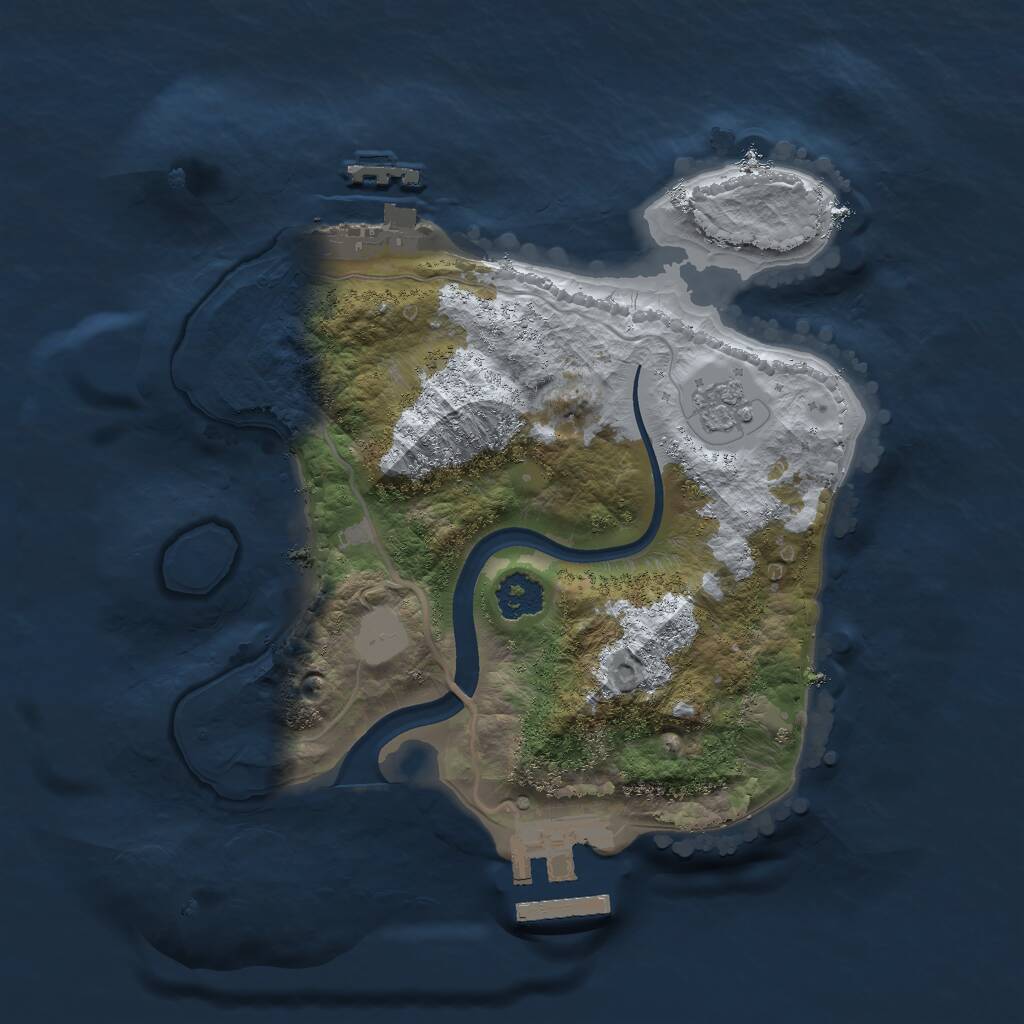 Rust Map: Procedural Map, Size: 2200, Seed: 80085420, 4 Monuments