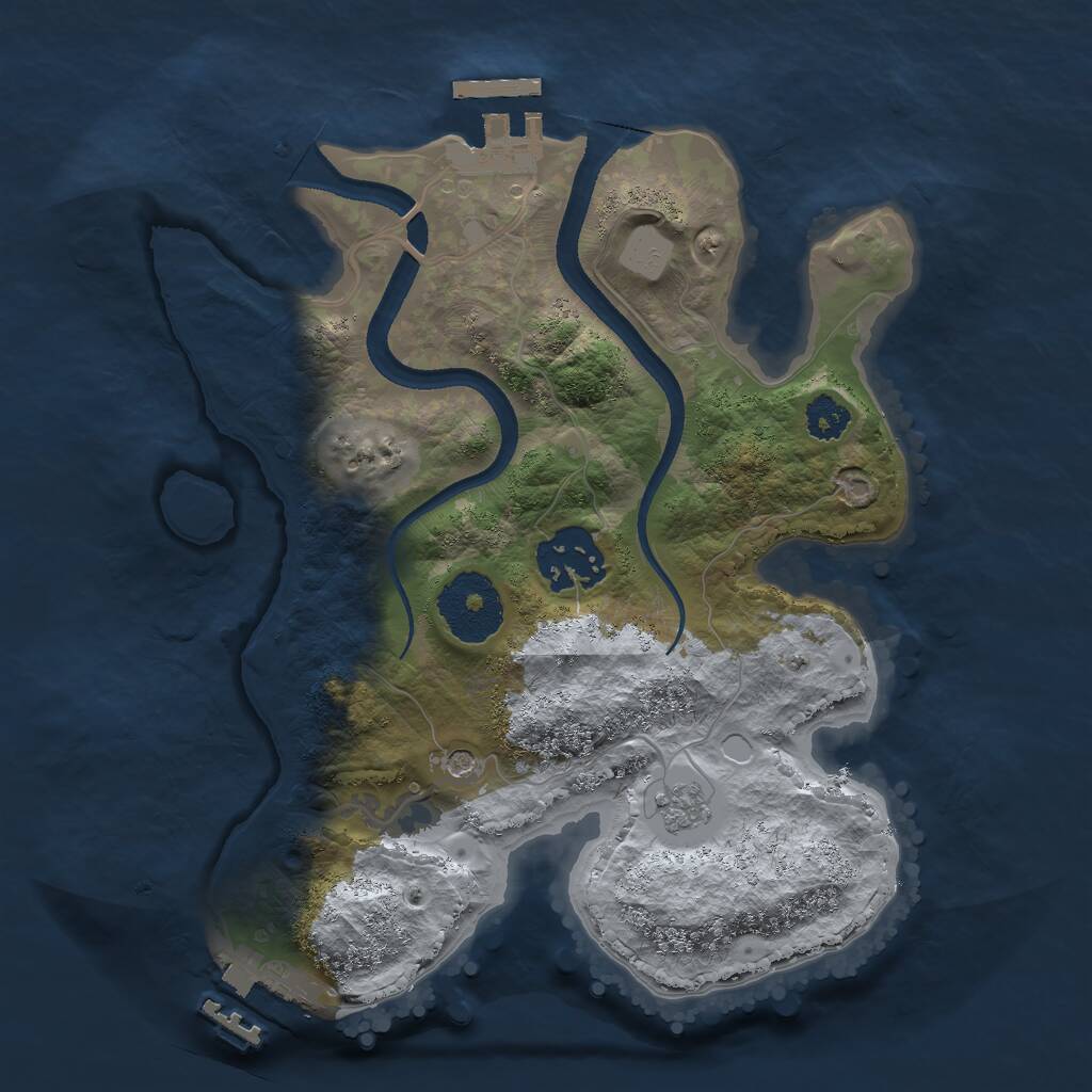 Rust Map: Procedural Map, Size: 2500, Seed: 127516, 6 Monuments