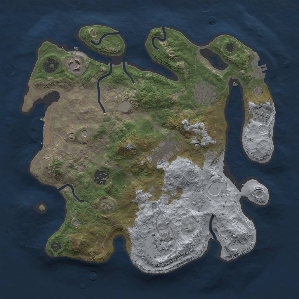 Rust Map: Procedural Map, Size: 3000, Seed: 1739647729, 15 Monuments